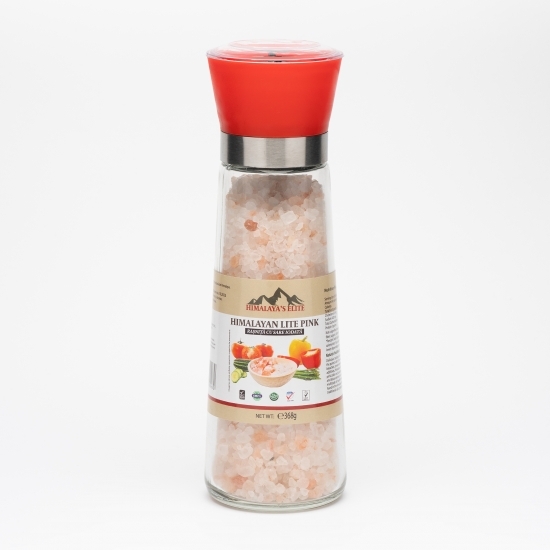 Râșniță din sticlă cu sare roz grunjoasă de Himalaya 368g