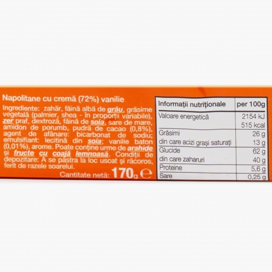 Napolitane cu cremă de vanilie și vafă de cacao 170g