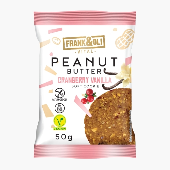 Cookie vegan Proteic Soft cu merișoare și vanilie, fără zahăr 50g
