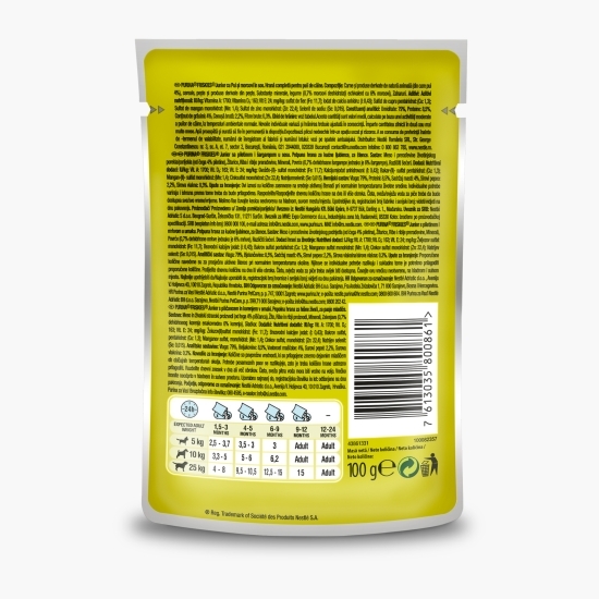 Hrană umedă pentru câini Junior, 100g, cu pui și morcovi în sos