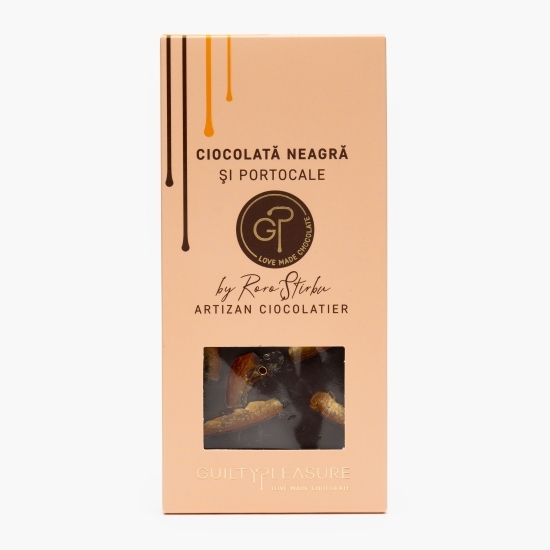 Tabletă artizanală de ciocolată neagră și portocale 100g