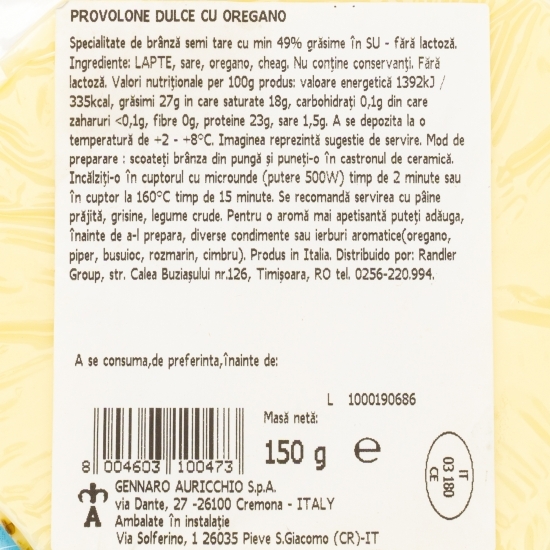 Specialitate de brânză Provolone dulce cu oregano 150g