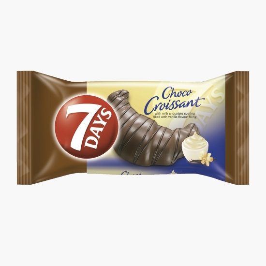 Croissant cu umplutură de vanilie, învelit în ciocolată cu lapte 60g
