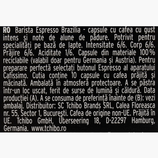Cafissimo Barista Espresso Brasil, 10 băuturi, 78g, cafea capsule