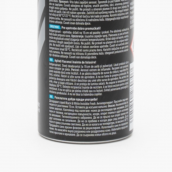 Deodorant antiperspirant spray pentru bărbați Men Black&White Invisible Fresh 150ml
