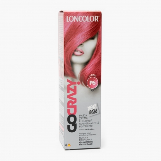 Mască (cremă) colorantă semipermanentă pentru păr P6 roz GoCrazy 100ml