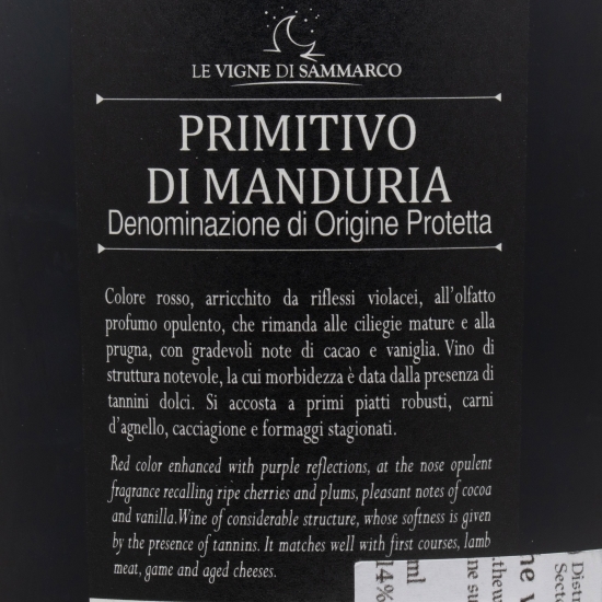 Vin roșu sec, Classica Primitivo di Manduria, 14%, 0.75l