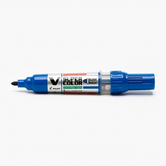 Marker permanent VSuper Color, 4.5 mm, vârf rotund, albastru
