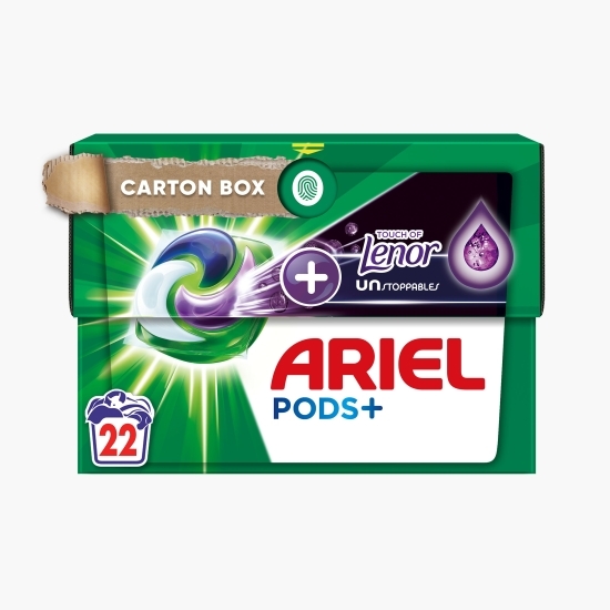 Detergent de rufe capsule Ariel Pods+ Touch of Lenor Unstoppables, 22 spălări