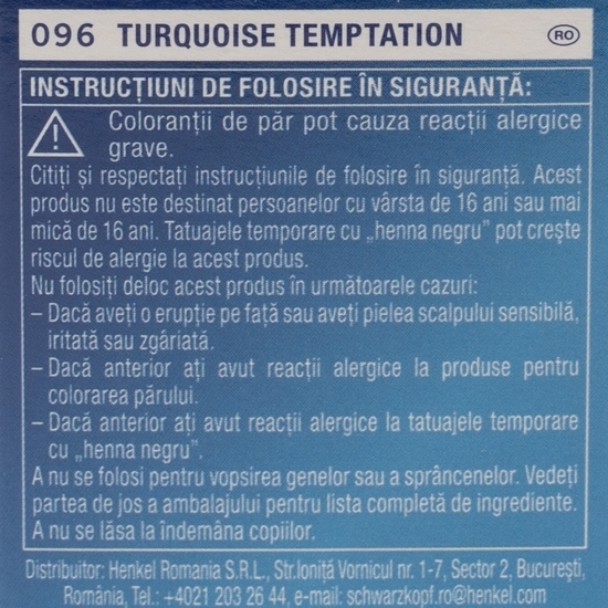 Vopsea de păr semi-permanentă Ultra Brights 096 Turquoise temptation 80ml