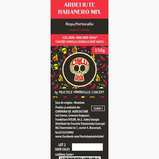 Ardei iute Habanero mix, România 150g, 125.000-400.000 SHU