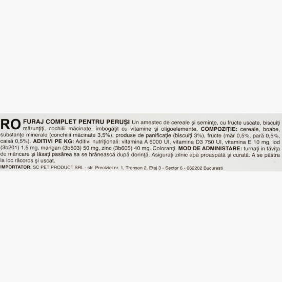 Hrană pentru peruși Grandmix 1kg