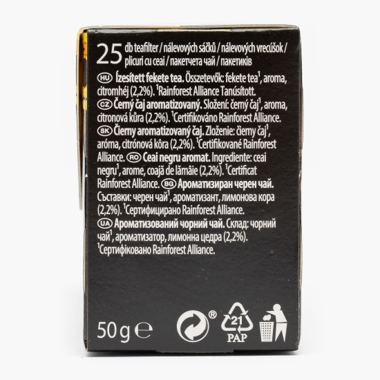 Ceai negru Earl Grey cu aromă de lămâie, 25 plicuri