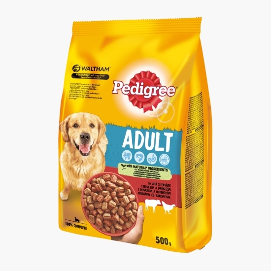 Hrană uscată pentru câini adulți, 500g, cu vită și pasăre