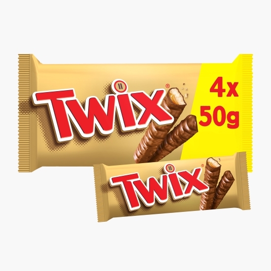 Baton cu biscuit și caramel învelit în ciocolată cu lapte 4x50g