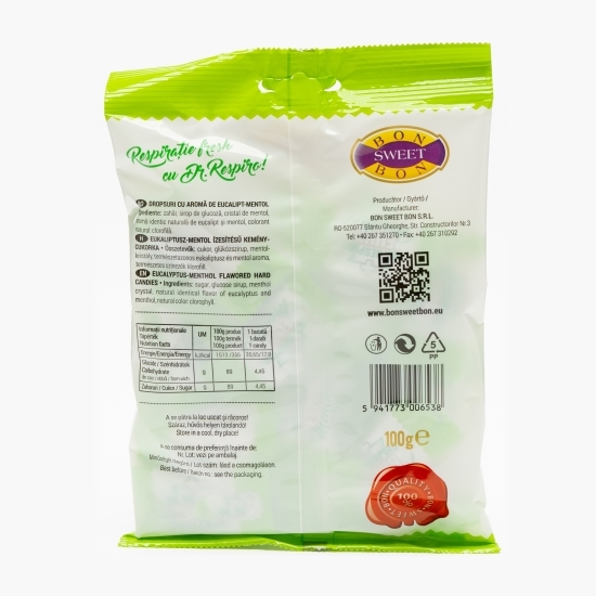 Dropsuri cu aromă eucalipt-mentol Dr. Respiro 100g
