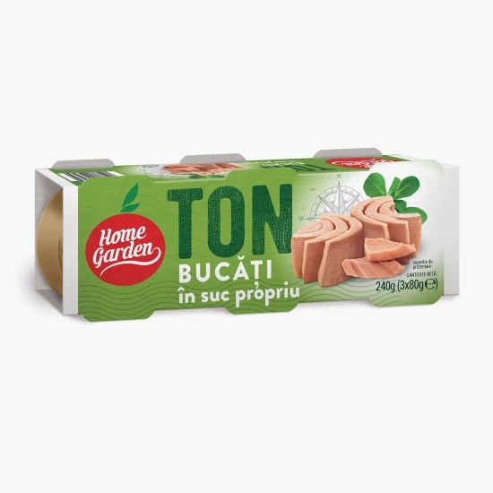 Ton bucăți în suc propriu 3x80g