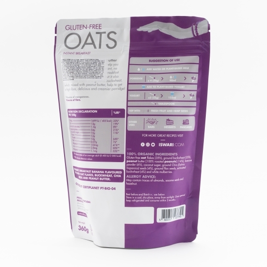 Mic dejun instant eco cu banane și cremă de arahide 360g