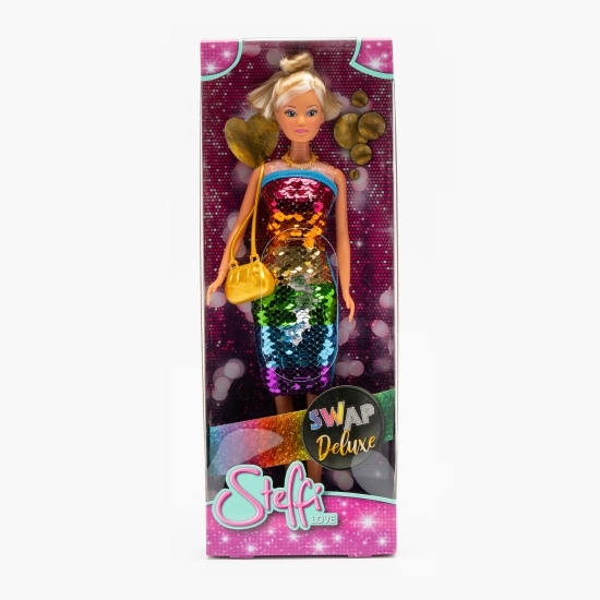 Păpușă Steffi cu rochiță cu paiete curcubeu Deluxe Edition 3+ ani