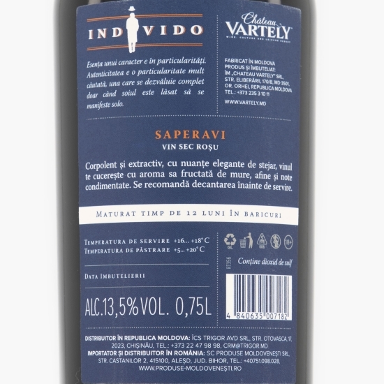 Vin sec roșu Individo LTD Saperavi, 13.5%, 750ml