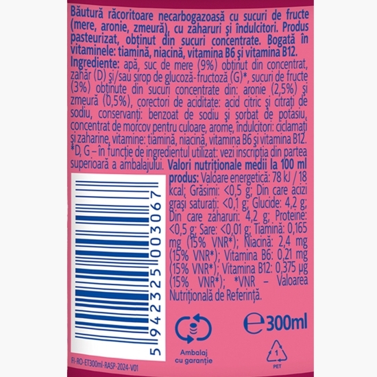 Băutură necarbogazoasă mere, aronie și zmeură, 0.3l