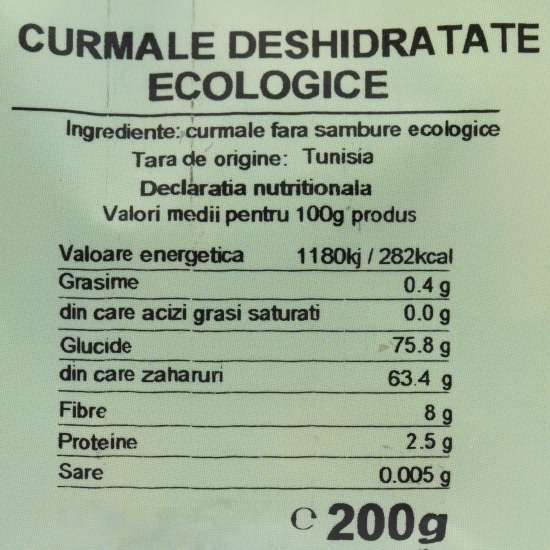 Curmale deshidratate ecologice 200g
