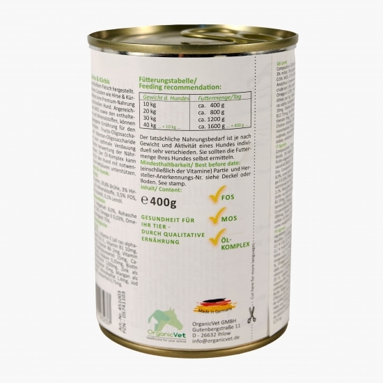 Hrană umedă pentru câini Sensitive, 400g, miel, dovleac și mei 