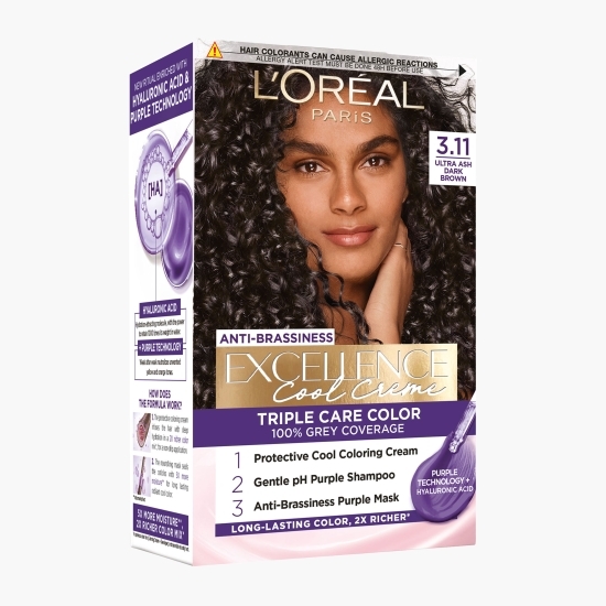 Vopsea de păr permanentă Cool Crème 3.11 Ultra ash dark brown 192ml