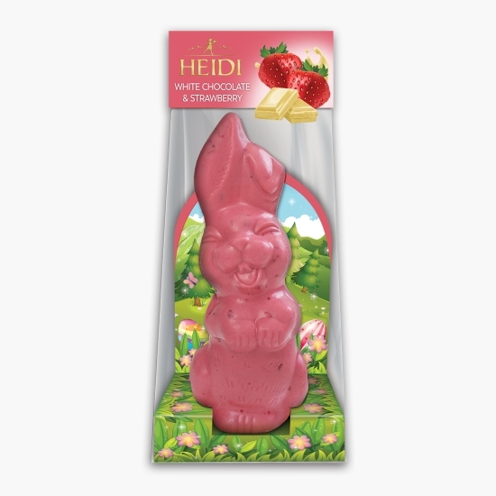 Iepure roz cu ciocolată albă și căpșuni 75g