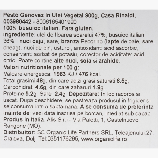 Sos Pesto alla Genovese cu ulei vegetal 900g