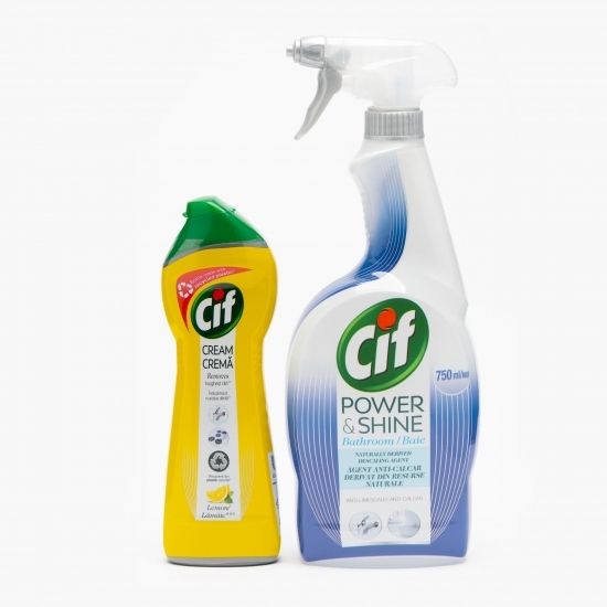 Pachet Cif spray bucătărie Power & Shine 0.75l + Cif soluție de curățat Original 0.25l