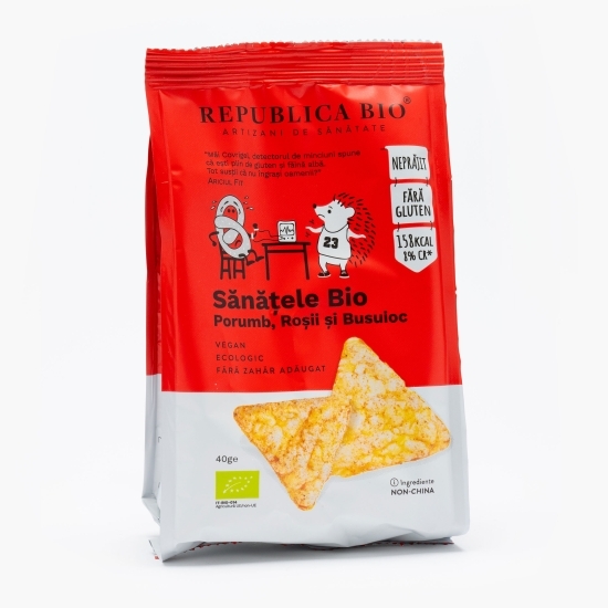 Snacks Sănățele eco din porumb, rosii și busuioc, fără gluten 40g
