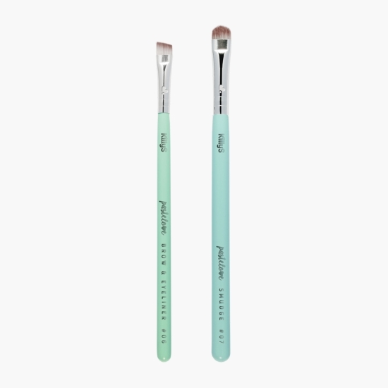 Set pensule make-up sprâncene și contur ochi, cu ceai verde, 2 buc