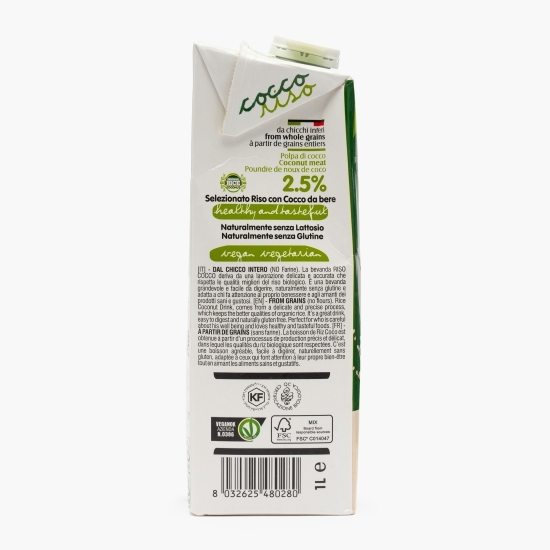 Băutură vegetală eco din cocos și orez, fără zahăr 1l
