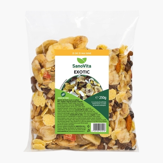 Amestec de fructe uscate și confiate, musli Exotic 250g