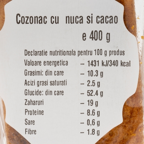 Cozonac cu nucă și cacao 400g