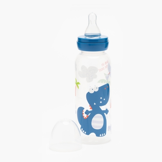 Biberon decorat albastru, 0-3 luni, 250ml