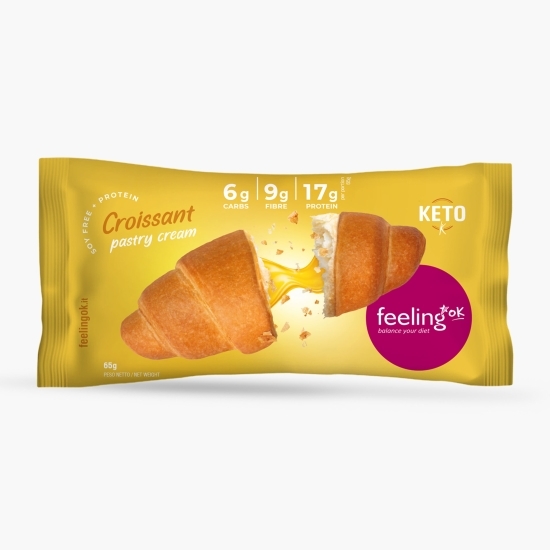 Croissant proteic cu cremă de patiserie, 65g