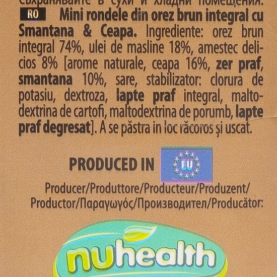 Mini rondele din orez brun integral cu ceapă și smântână 50g