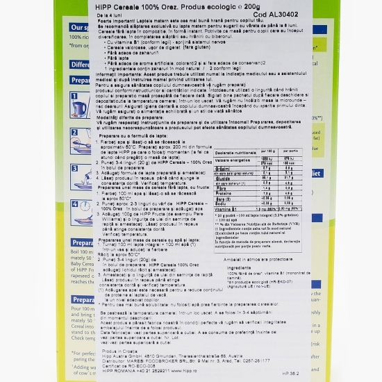 Cereale ecologice orez, +4 luni, 200g