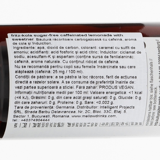 Băutură carbogazoasă zero zahăr 0.33l