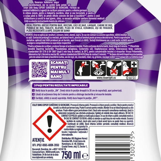 Dezinfectant suprafețe spray pe bază de Clor Curățenie și Igienă 0.75l