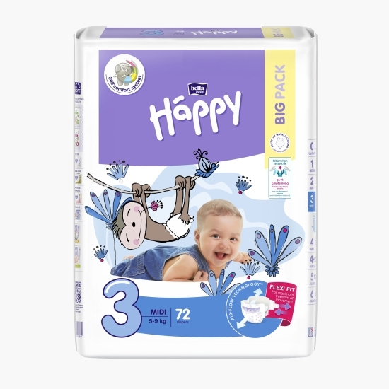 Scutece copii mărimea 3, 5-9kg, 72 buc