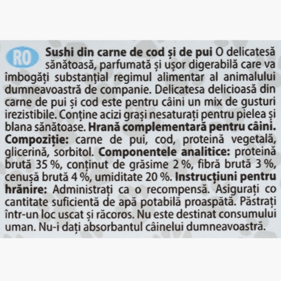Recompense pentru câini, sushi din carne de cod și pui 80g