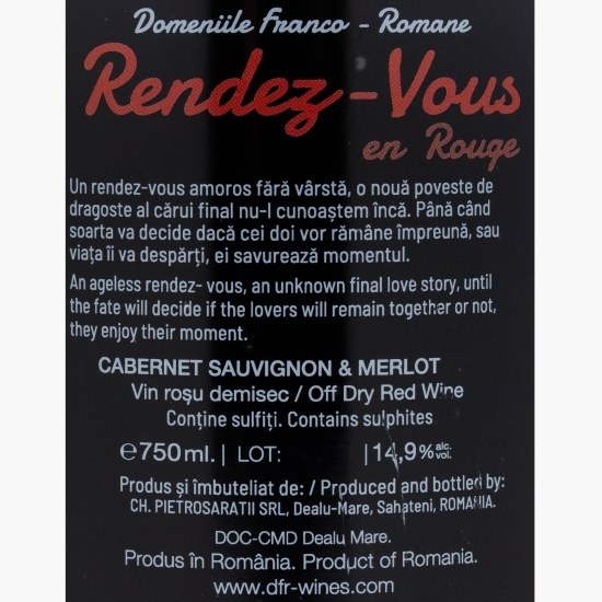 Vin roșu demisec Rendez Vous, 14.9%, 0.75l