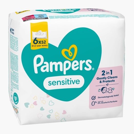 Șervețele umede pentru bebeluși Sensitive 6 pachete x 52 buc