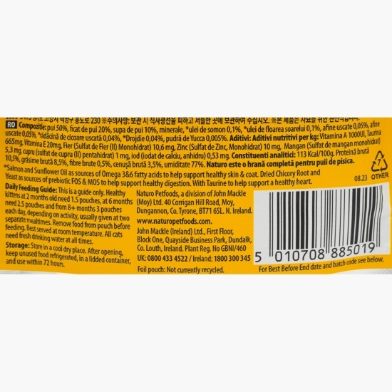 Hrană umedă pentru pisici junior, cu pui, 85g