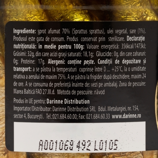 Șprot afumat în ulei vegetal 250g