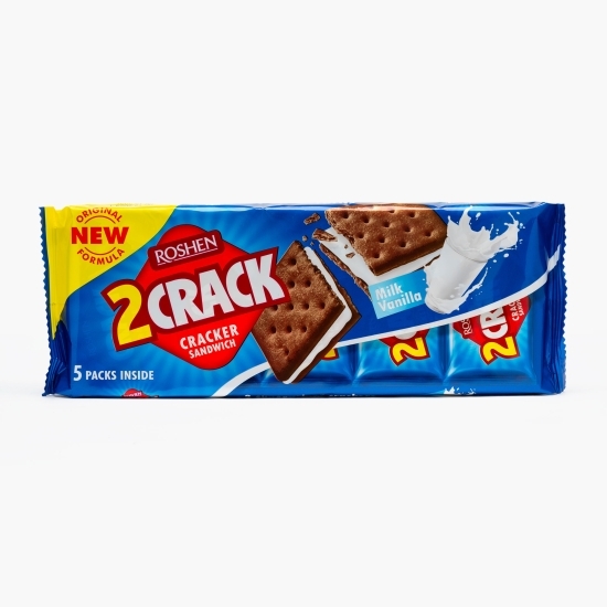 Biscuiți sandwich cu umplutură de lapte 2 Crack, 5 pachete x 2 biscuiți, 235g