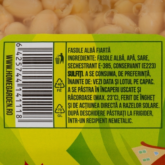 Fasole albă fiartă 570g